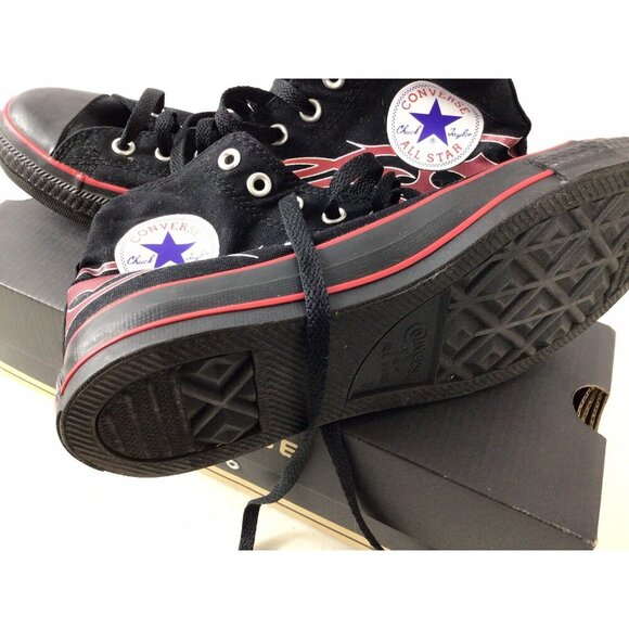 Converse All Star High Tops Shoes Black Red Tattoos Mens 8 - Picture 6 of 8